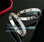 Upgraded Replica Cartier Love Bracelet Silver Diamonds with Black Screws